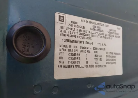 1998 Chevrolet Astro from USA, damaged, VIN 1GNDM19W5WB120674